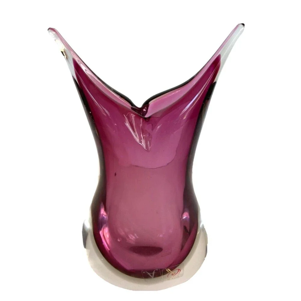 Vintage Murano Sommerso Teardrop Vase Purple 9